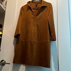 Faux suede mini dress.